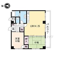 JR東海道・山陽本線 石山駅 徒歩15分の賃貸マンション 4階2LDKの間取り