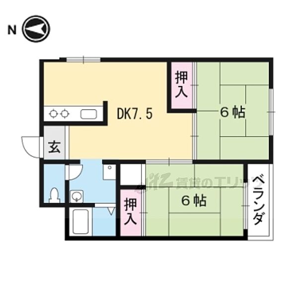 西田ハイツ 202｜滋賀県大津市馬場3丁目(賃貸マンション2DK・2階・45.00㎡)の写真 その2