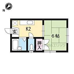 シティハウス 2階1Kの間取り