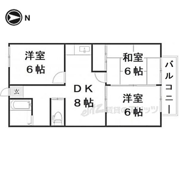 滋賀県長浜市神照町(賃貸アパート3DK・2階・54.00㎡)の写真 その2