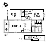 グラン　ルシェ 201 ｜ 滋賀県東近江市建部堺町（賃貸アパート2LDK・2階・57.07㎡） その2