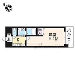 フォーシーズン南草津 3階1Kの間取り