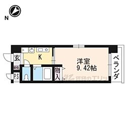 セトルはまおおつ 4階1Kの間取り