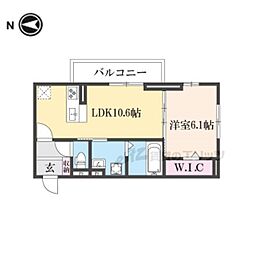 ＢＲＡＮＳＩＡ出町 2階1LDKの間取り
