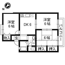 フォレストパーク 2階2LDKの間取り