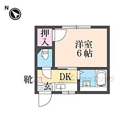 フレグランス京町 2階1Kの間取り