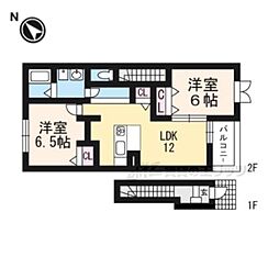 パインビレッジ90 2階2LDKの間取り
