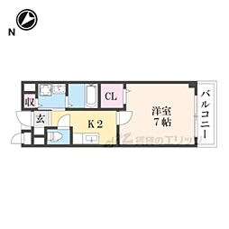 ラック　ペーシュ 2階1Kの間取り
