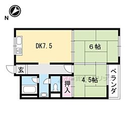 湖東サンコーポ 2DKの間取図画像