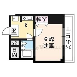 JR湖西線 大津京駅 徒歩6分の賃貸マンション 3階1Kの間取り