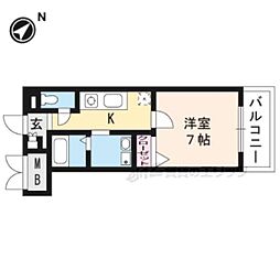 京阪石山坂本線 錦駅 徒歩7分の賃貸マンション 1階1Kの間取り