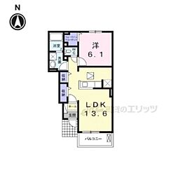 JR草津線 甲南駅 徒歩11分の賃貸アパート 1階1LDKの間取り