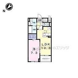 JR草津線 貴生川駅 徒歩4分の賃貸アパート 2階1LDKの間取り