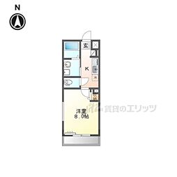 クロスビレッジ 2階1Kの間取り