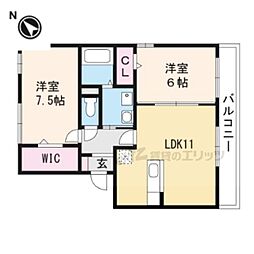 JR草津線 三雲駅 徒歩3分の賃貸アパート 2階2LDKの間取り
