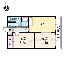 JR東海道・山陽本線 近江八幡駅 徒歩11分の賃貸マンション 2階2DKの間取り