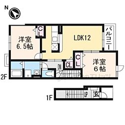 インターフェイス 2階2LDKの間取り