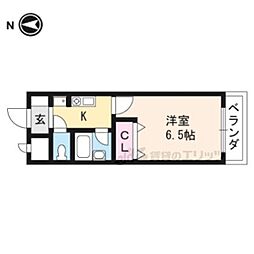 ヴィラ・パープル紫野 1Kの間取図画像