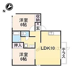 グリーンタウンハタケヤマA棟 2LDKの間取図画像