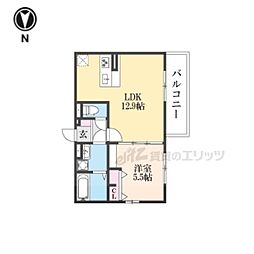 D-ROOM平井A棟 2階1LDKの間取り