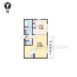 JR東海道・山陽本線 草津駅 徒歩26分の賃貸アパート 3階1LDKの間取り