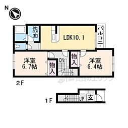 レガート 2階2LDKの間取り