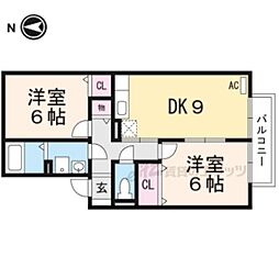 クローバー2 2DKの間取図画像
