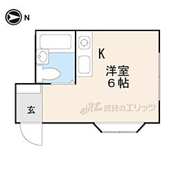 プールヴゥ ワンルームの間取図画像