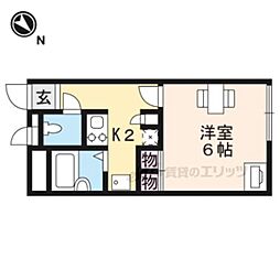 レオパレスチャスティティ 1Kの間取図画像