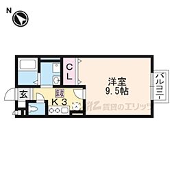 ハンズレジデンス北脇A棟 1Kの間取図画像