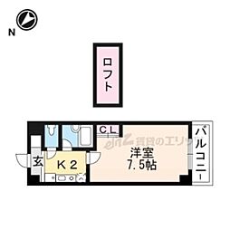 シャン・ド・フルール竹村 1Kの間取図画像