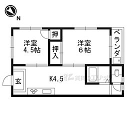 正田マンション2号棟 2DKの間取図画像