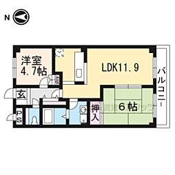 アメニティーハイツ2 2LDKの間取図画像