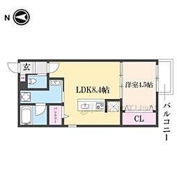 メゾン・ド・メグ湖南 1LDKの間取図画像