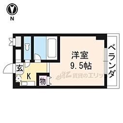 カルテットコボリB棟 1Kの間取図画像