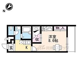 レオパレスEfini2 1Kの間取図画像