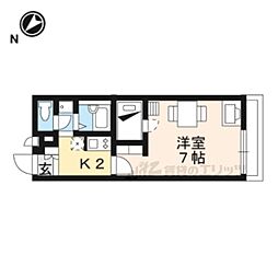 レオパレスRaconD7能登川 1Kの間取図画像