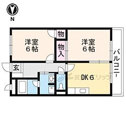 ロザージュ2 2DKの間取図画像