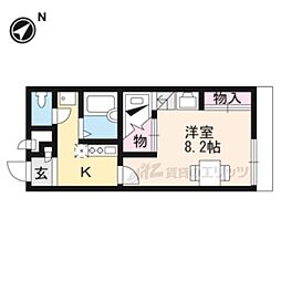 レオパレスグランヴィア東草津 1Kの間取図画像