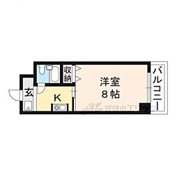 クローバーハイツ2 1Kの間取図画像