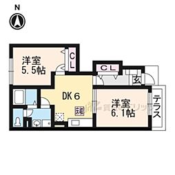 ポポラーレ 2DKの間取図画像