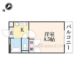 レオパレスシルバーレジデンス東草津 1Kの間取図画像