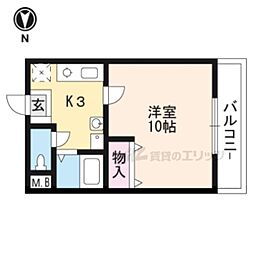 ワンルーム草津西矢倉 1Kの間取図画像