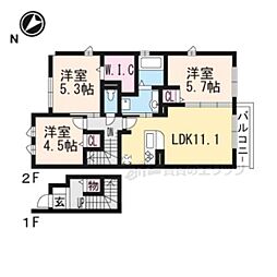 エスポワール 3LDKの間取図画像