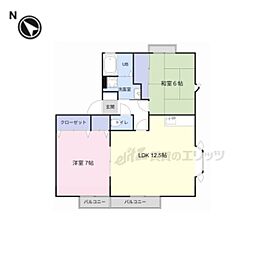 ピュアナハート 2LDKの間取図画像