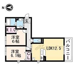 リート623E 2LDKの間取図画像
