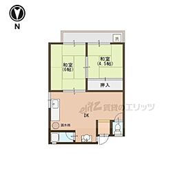 ドリームマンションB棟 2DKの間取図画像