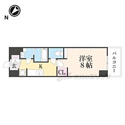 KDXレジデンス南草津 1Kの間取図画像