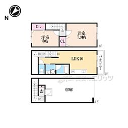 草津3丁目ガレージハウス北棟 2LDKの間取図画像