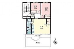 志木ニュータウン南の森壱番街　　2号棟 2LDKの間取り